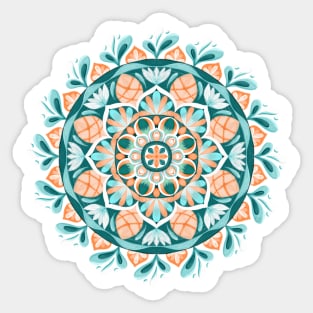 Painterly Mandala // Green and Peach Sticker